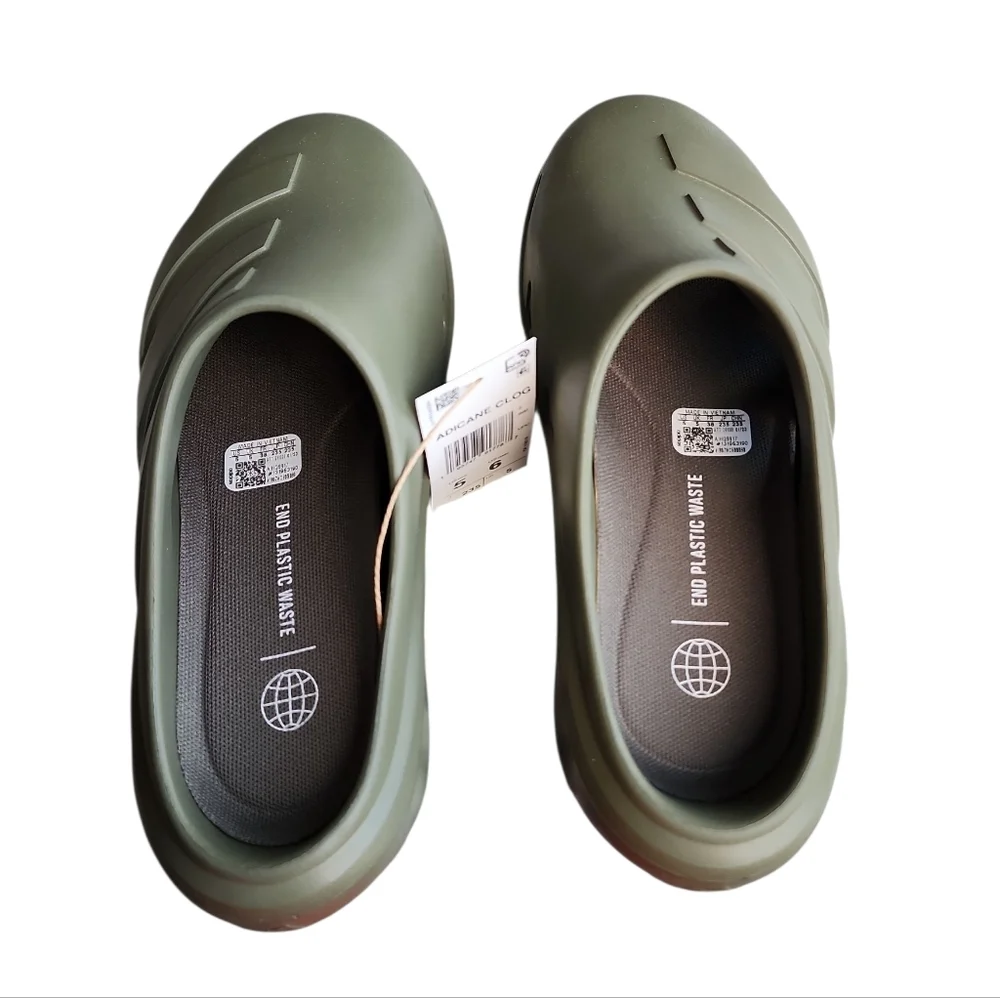 Adidas Adicane Clog Green Slip Ons Men  5‎ Women 6